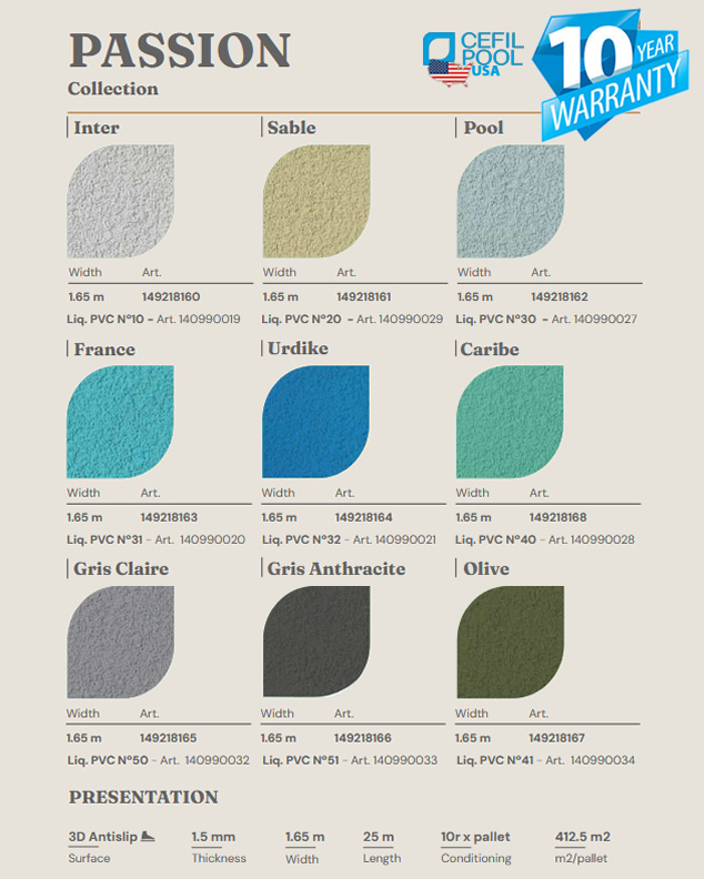 passion cefil pool swatches